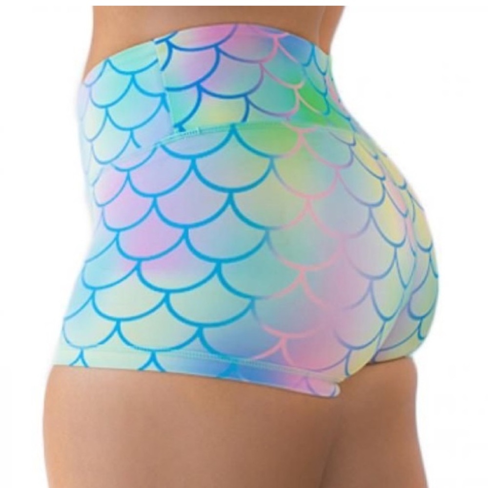Feed me fight me mermaid booty shorts